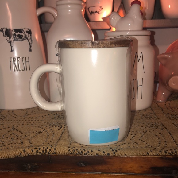 Rae Dunn AUTUMN VIBES Mug with Wood Lid (White) - Picture 4 of 7